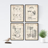 POSTER Set mit 4 Jahrgang Klinge Vater Patent A4 Schwarzer Rahmen - Schwarz, Papier (29.7/3cm) - Nacnic