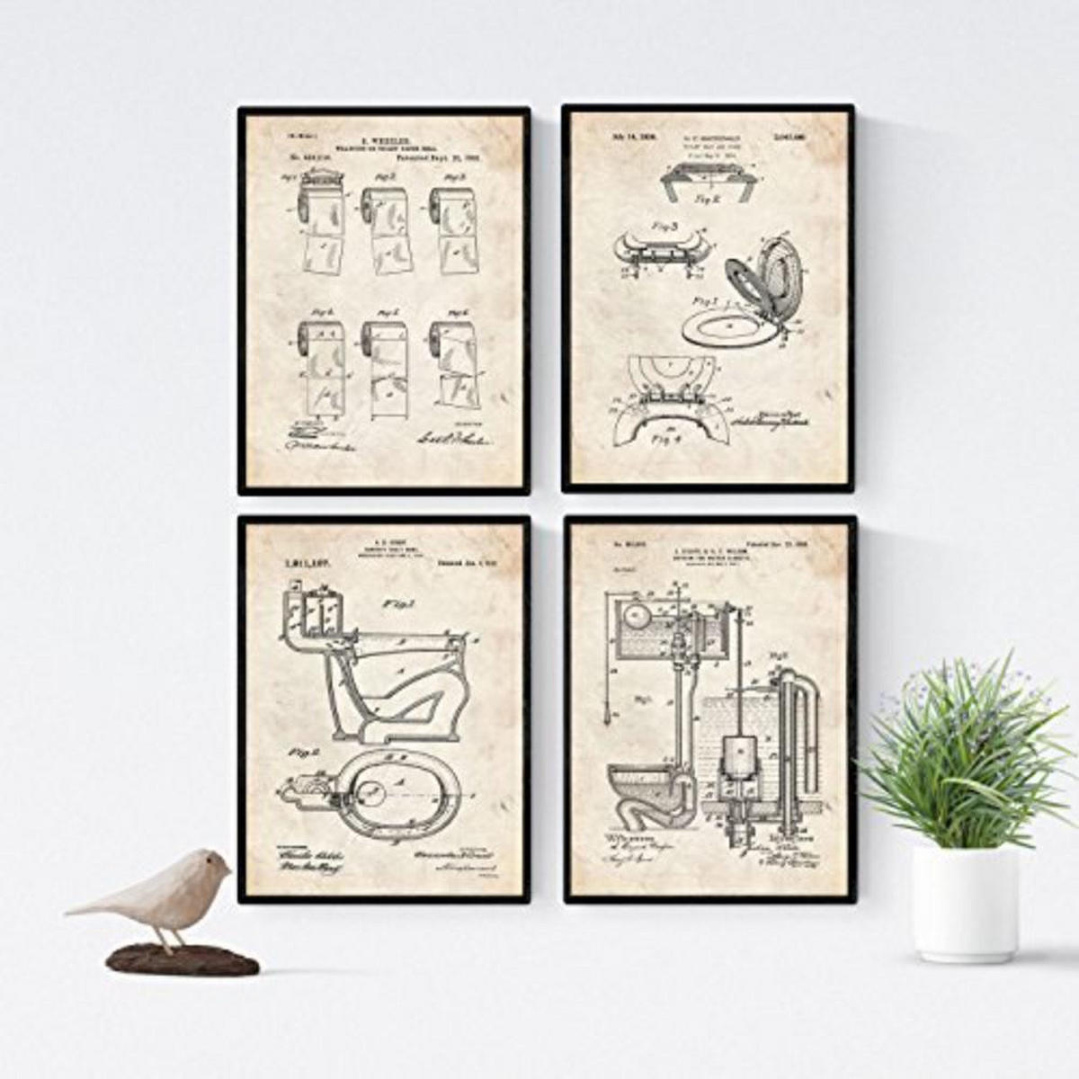 POSTER Set mit 4 Jahrgang Klinge Vater Patent A4 Schwarzer Rahmen - Schwarz, Papier (29.7/3cm) - Nacnic