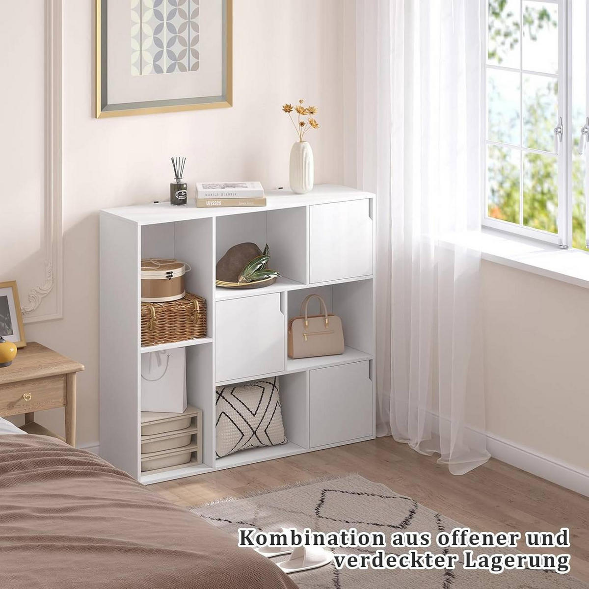 REGALE Bücherregal mit 8 Fächern,106x96x30 cm, Weiß - Weiß, Holzwerkstoff (106/96/30cm) - Woltu