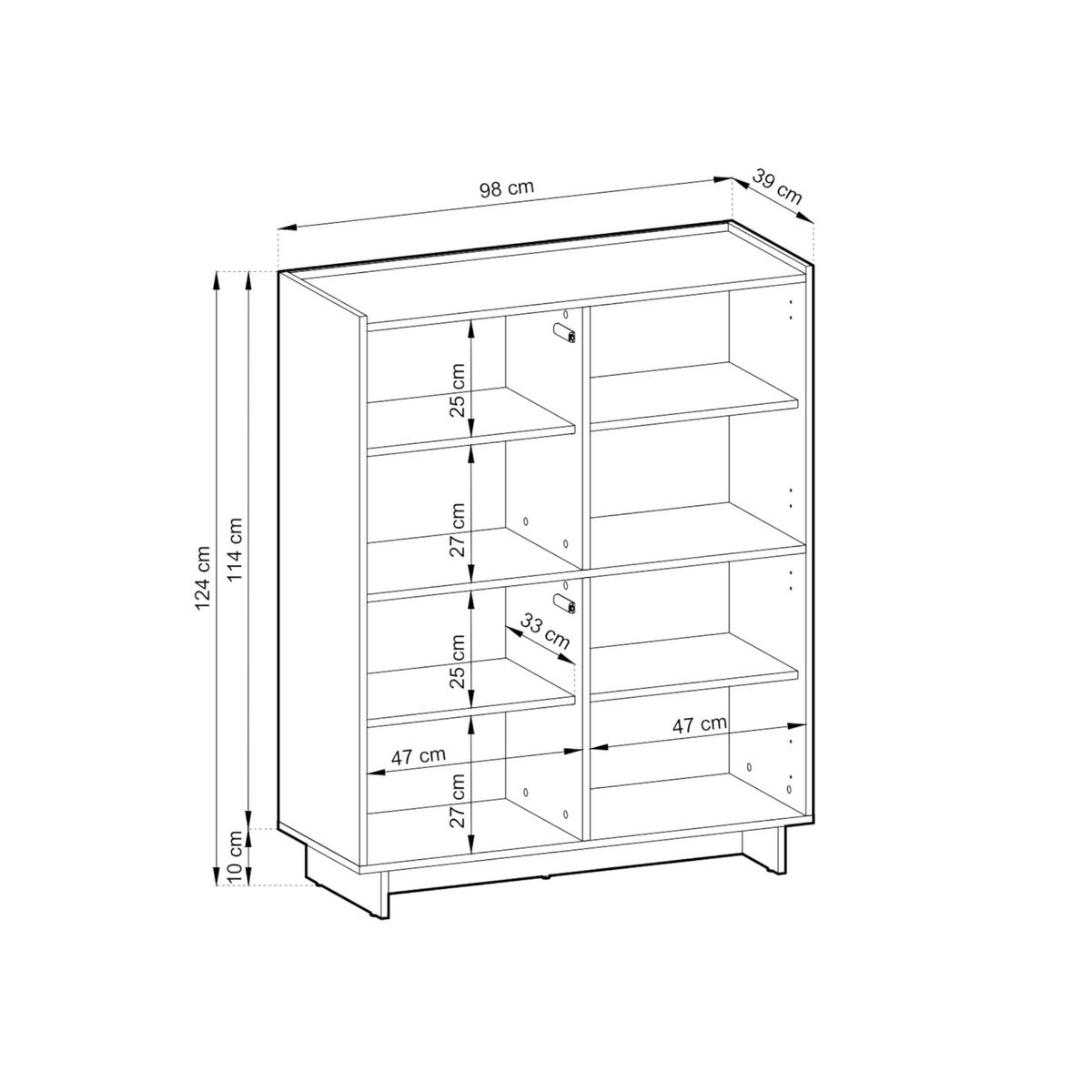 SIDEBOARD YARKER KOM3 Eiche - Eichefarben, Glas/Holzwerkstoff (98/124/39cm) - Komodee