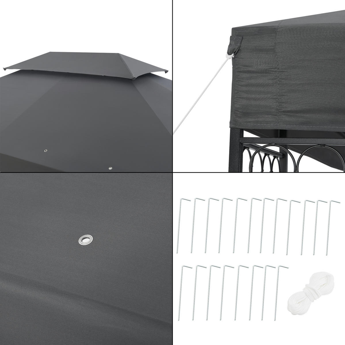 PAVILLON Lanciano - Dunkelgrau, Textil/Metall (400/265/300cm) - [en.casa]
