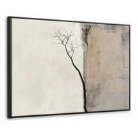LEINWAND Bilder mit Rahmen - Wabi sabi - Pflanze - Beige - 150x100 - Taupe, Textil (150/100cm) - MuchoWow