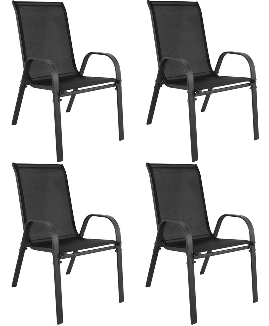 GARTENSTUHL SOREN 4er Set Schwarz - Schwarz, Metall (56/91/69cm) - Mat-Haus