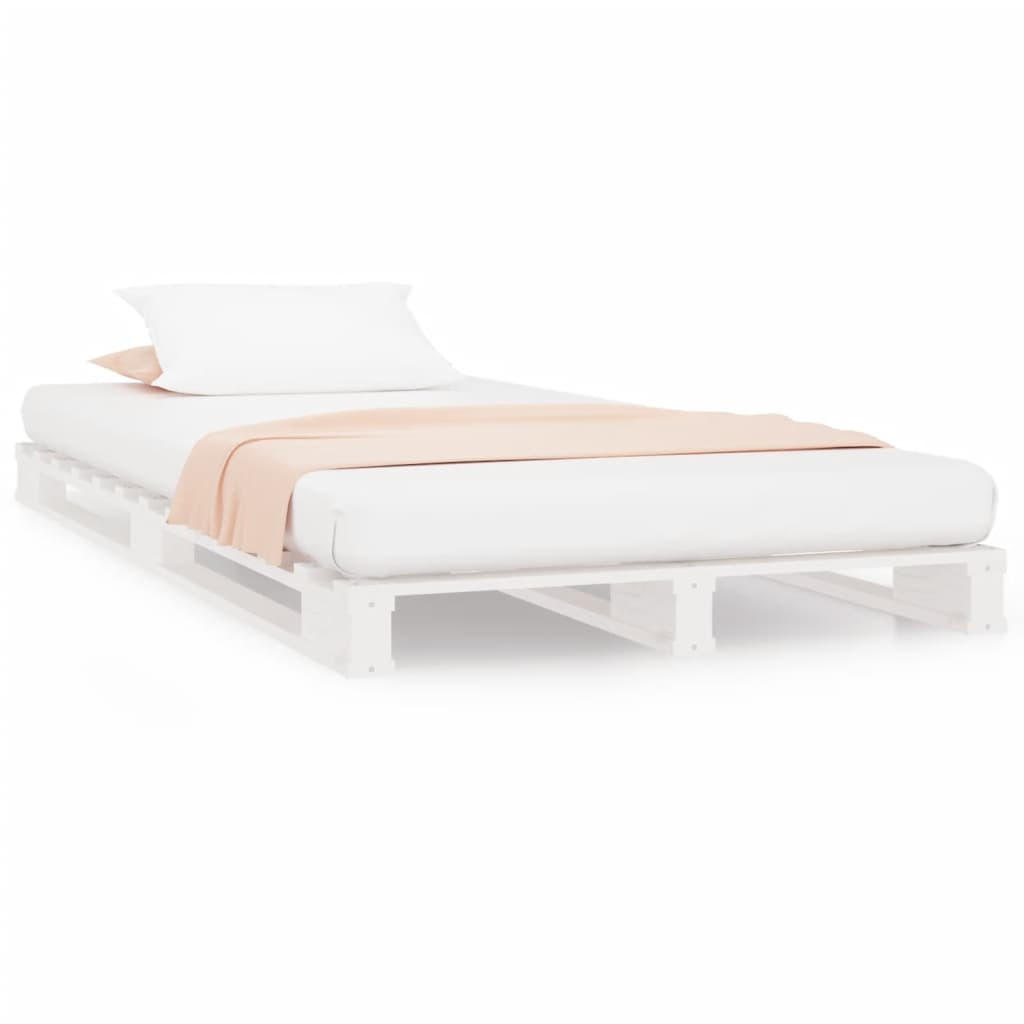 PALETTENBETT Weiss 90/200 Cm Massivholz Kiefer - Weiß, Holz (90/200cm) - vidaXL