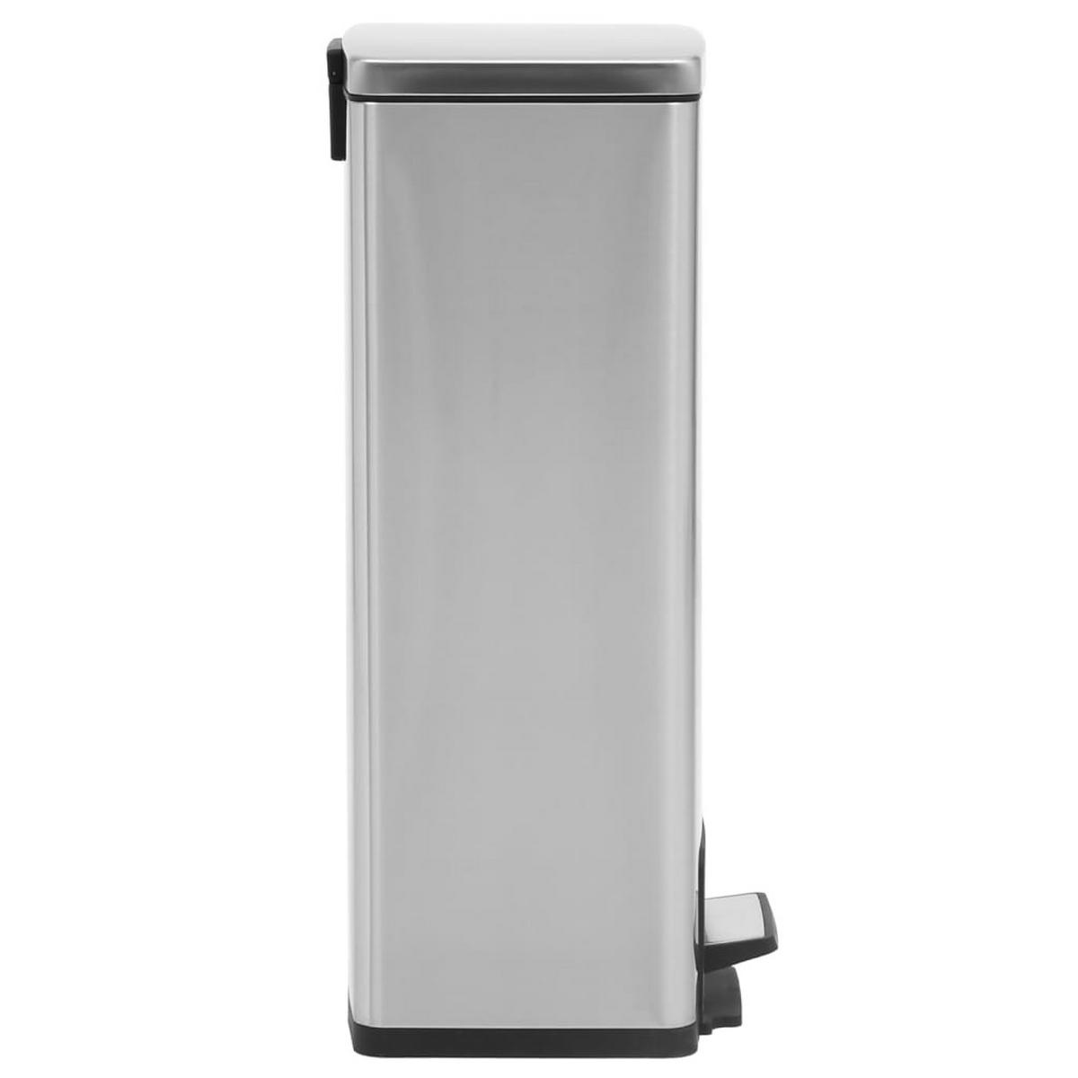 MÜLLEIMER mit Fußpedal 30L Edelstahl Silber - Silberfarben, Metall (31/71/31cm) - DELUKE