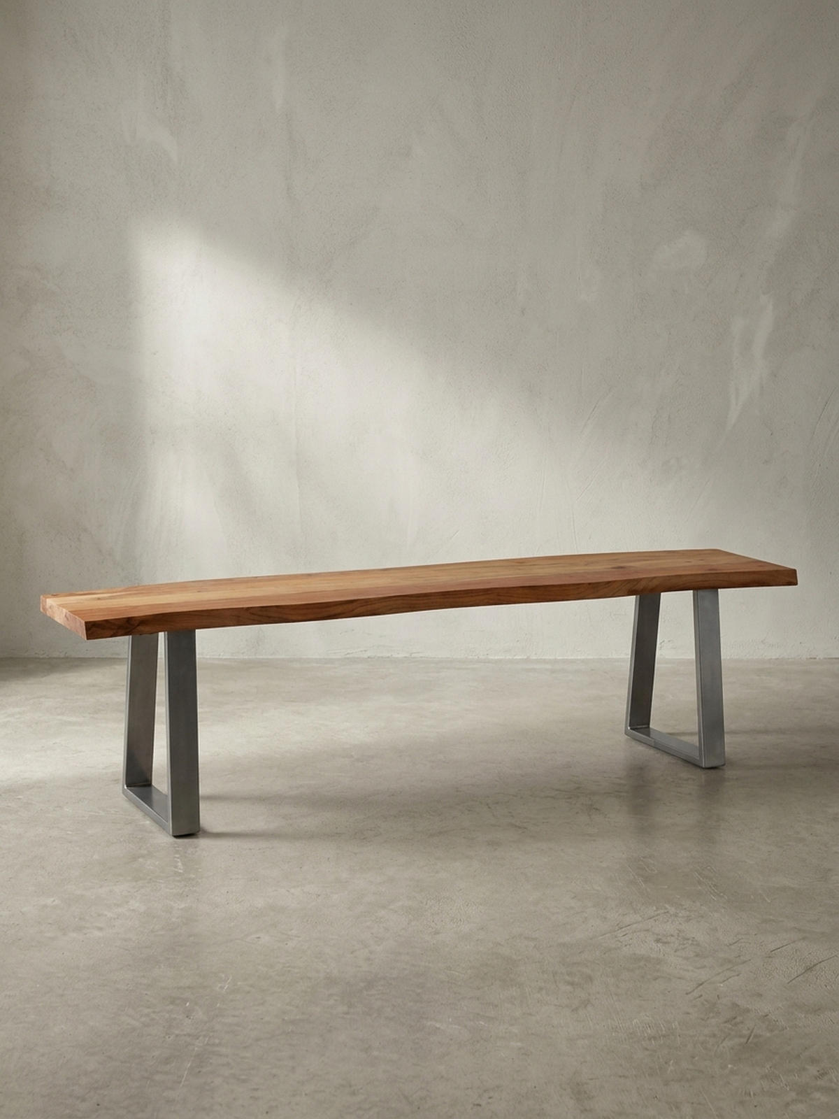ESSZIMMERBANK Massivholz Metall Baumkante Chromgestell, Akazie 120x40x46 cm - Silberfarben/Braun, Holz/Metall (120/46/40cm) - KADIMA DESIGN