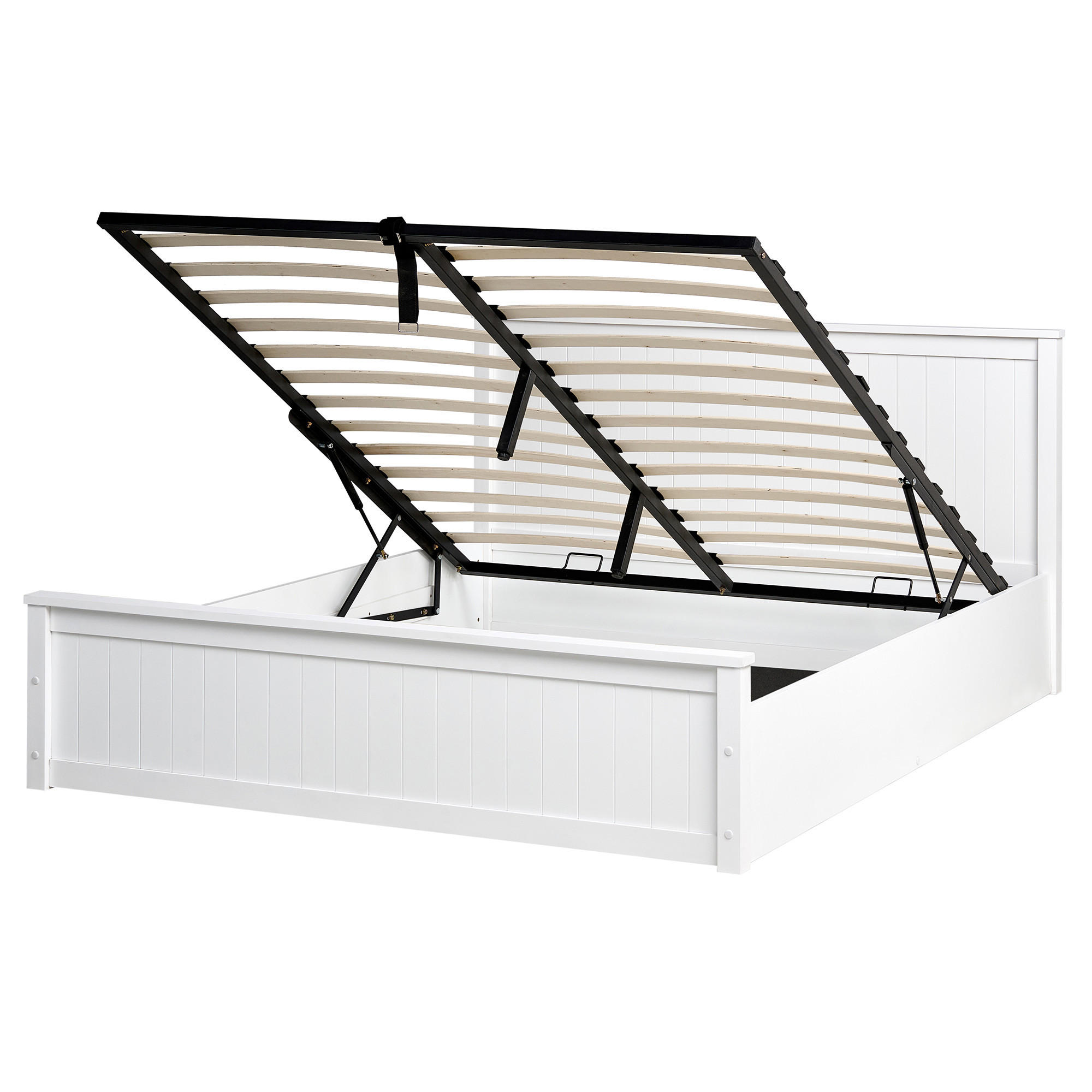 BETT mit Stauraum 160/200 Kiefernholz Weiß Lambres - Weiß, Holz (160/200cm) - Beliani