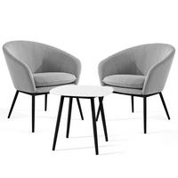 GARTENMÖBELSET SOLIS Gartenlounge-Set, weiß/schwarz - Weiß, Textil/Metall - KONSIMO®