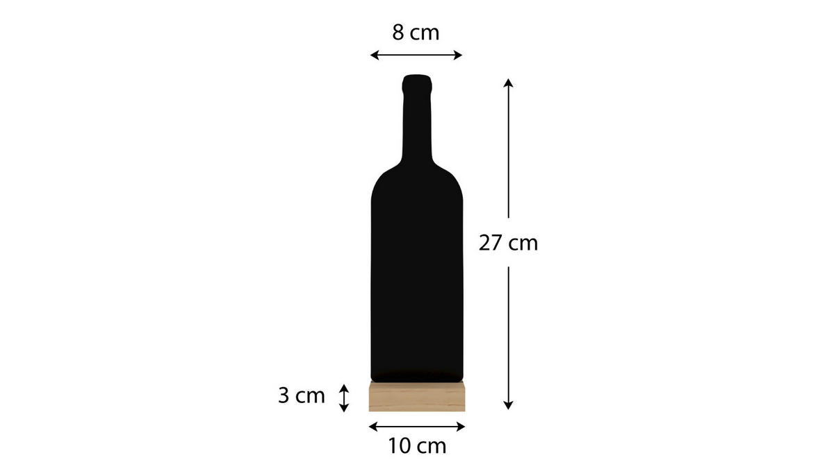 KREIDETAFEL Doppelseitige WEIN WEINFLASCHENFORM Kleine Tafeln 4 Stück Set mit Staffelei - Schwarz, Holz (8/30/0.6cm) - ALLboards