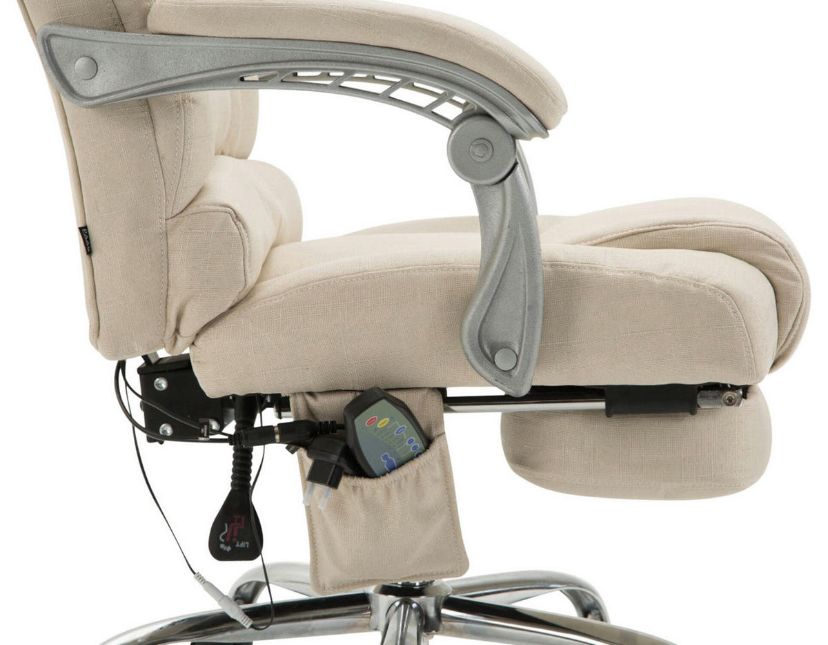 BÜROSTUHL Pacira, Stoff mit Massagefunktion Creme - Creme, Textil/Metall (68/127/64cm) - TPFLiving
