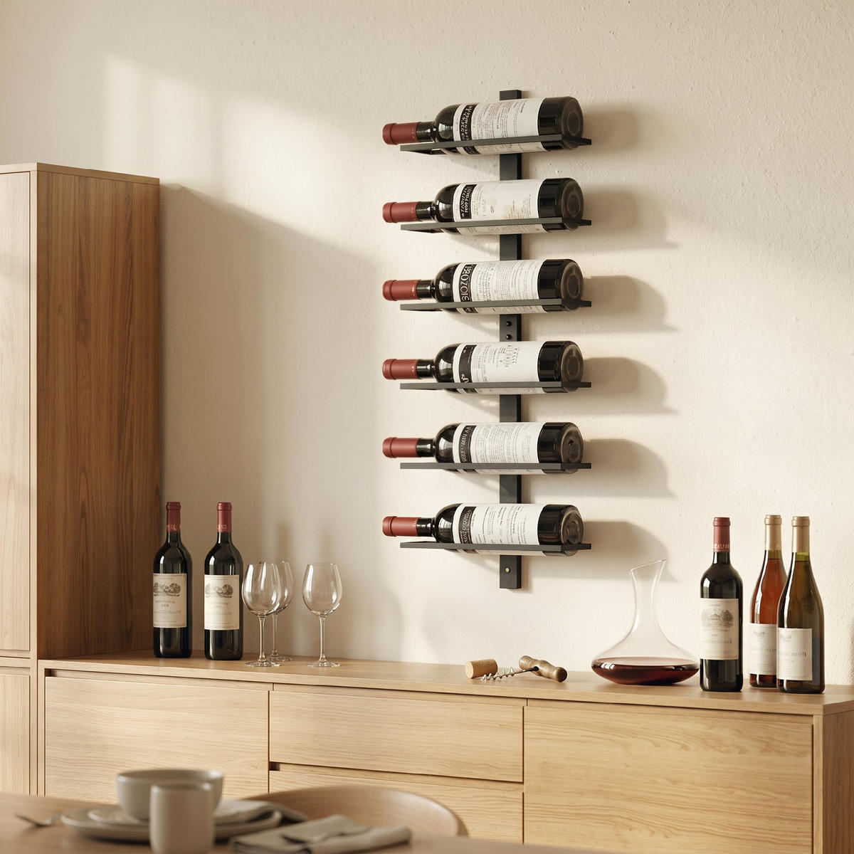 WEINREGAL Stahl Schwarz - Schwarz, Metall (10/71/27cm) - HOMCOM