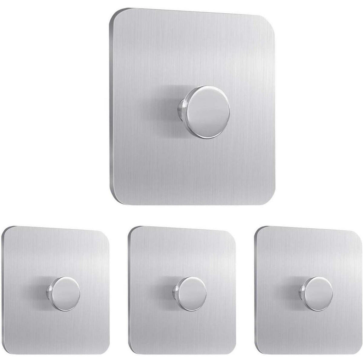 HANDTUCHHAKEN 4-teiliges Set Edelstahl Klebehaken ohne Bohren - Silberfarben, Metall (6/1/6cm)