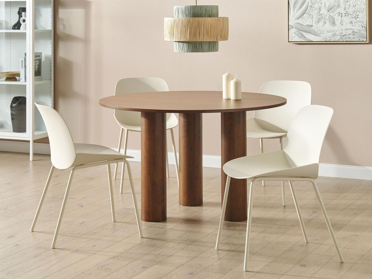 STUHL 2er-Set Kunststoff Beige Milaca - Beige, Kunststoff/Metall (46/81/62cm) - Beliani