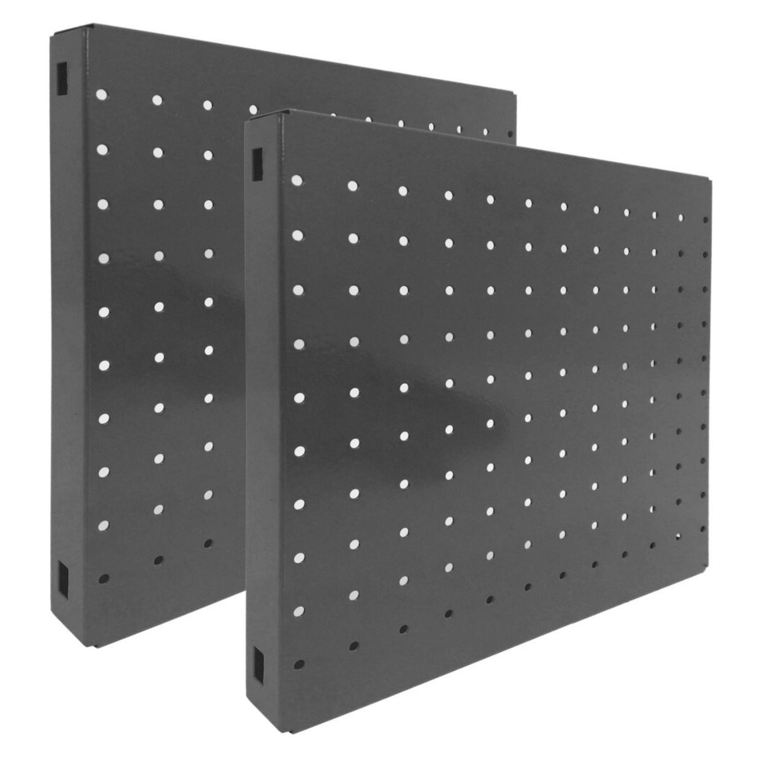 DOPPELPACK 2x Memoboard aus Stahl gelocht | HxBxT 30x30x3,5cm | Grau | Lochblech Wandtafel Trägersystem - Grau, Metall (30/30/3.5cm) - PROREGAL