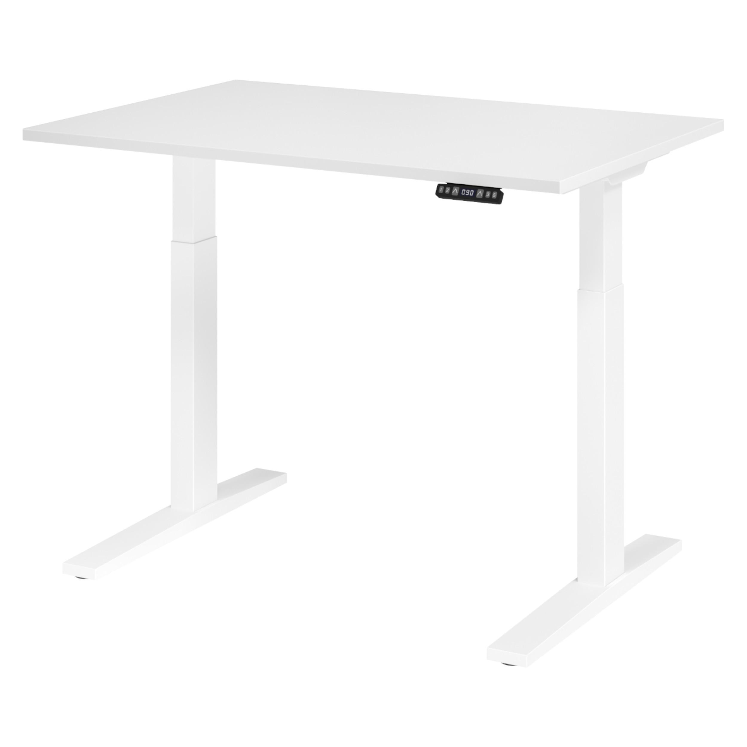 SCHREIBTISCH elektrisch XMKA 80/120/74 cm in Weiß/Weiß - Weiß, Holzwerkstoff (80/120/74cm) - bümö