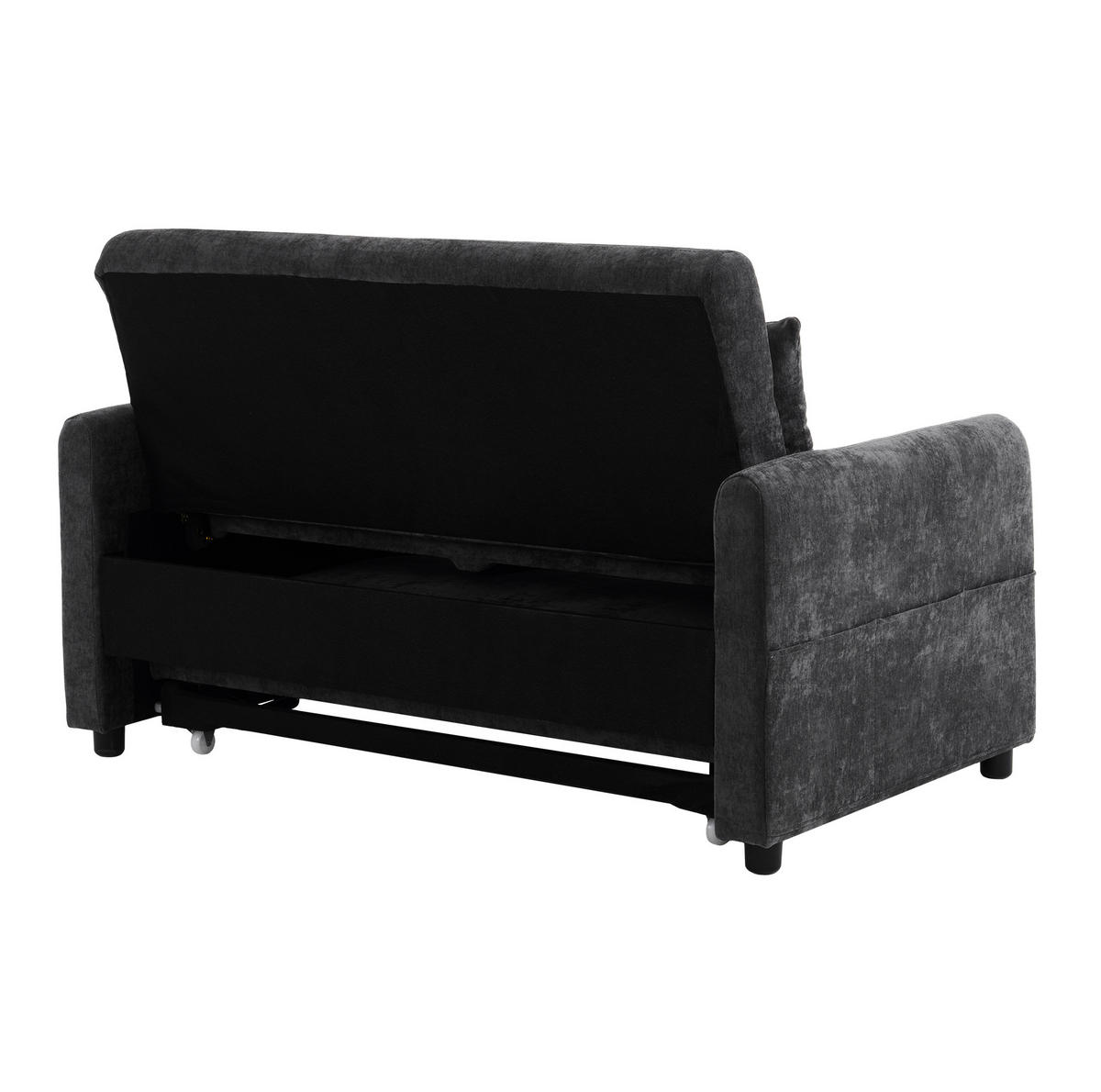KAUČ od chenille tkanine, 129/163/81 cm siva, na razvlačenje s USB - siva, tekstil (129/81/76cm) - BEAOK