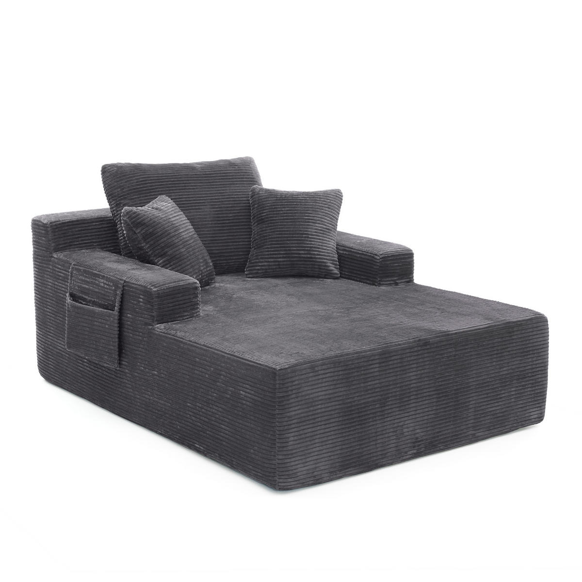 SOFAELEMENT 150/110/70 cm Dunkelgrau Cord mit 2 Staufächer - Dunkelgrau, Textil (70/150/110cm) - Oxeza