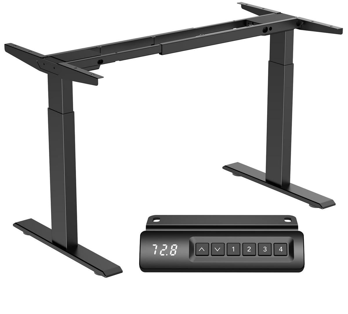 TISCHGESTELL Höhenverstellbares 72/120 cm Schwarz aus Stahl mit 2 Motoren - Schwarz, Metall (150/60/100cm) - OKWISH