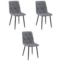 ESSZIMMERSTUHL 3-er Set TYRA dunkelgrauer Sitz, schwarze Beine - Dunkelgrau/Schwarz, Textil (44.5/87/54.5cm) - Valora