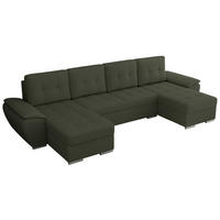 WOHNLANDSCHAFT UMBRIA U Grün Boucle - Grau/Grün, Textil/Metall (336/85/157cm) - MKS