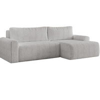 ECKSOFA MILO LARGE mit Schlaffunktion, Bettkasten und Cordbezug, Rechts - TILIA 86 (aschgrau) - Grau, Holz (270/142cm) - Dekori_Interiors