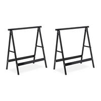 2XKLAPPBOCK - Schwarz, Metall (40/72/75cm) - Relaxdays