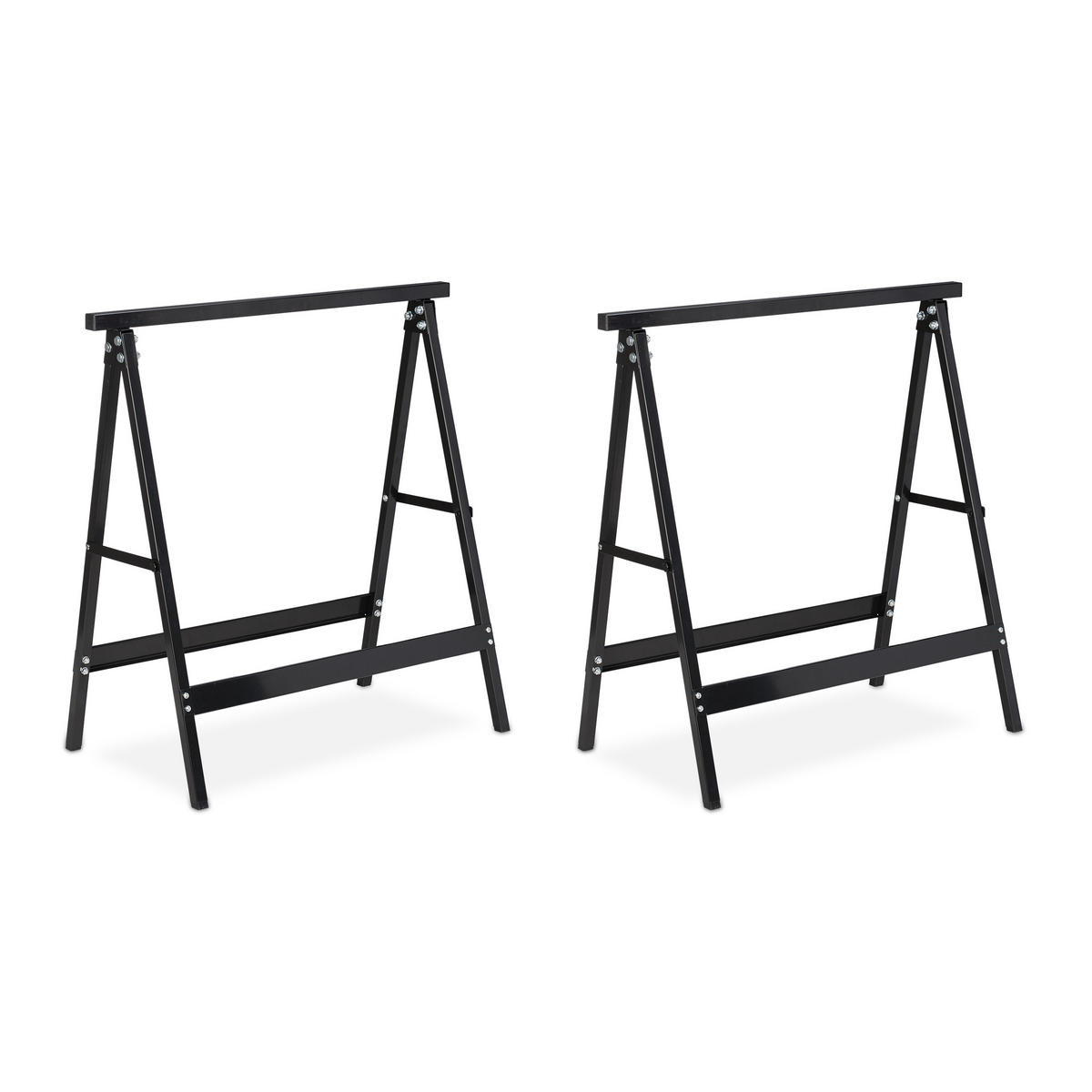 2XKLAPPBOCK - Schwarz, Metall (40/72/75cm) - Relaxdays