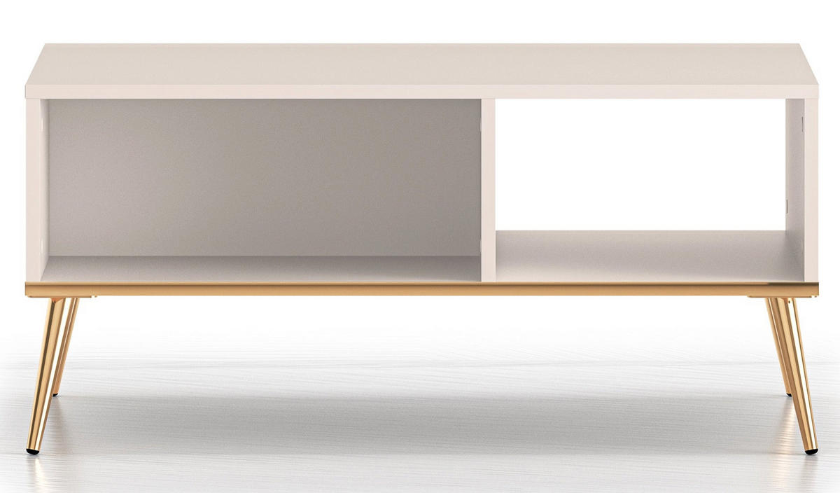 COUCHTISCH Selgin Greige 60x90 cm - Beige/Goldfarben, Holzwerkstoff/Metall (60/90/41.9cm) - Selsey