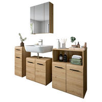 BADMÖBEL-SET 4-teilig in Artisan Eiche, Badkombination 180 x 185 cm, Cover - Schwarz/Eiche Artisan, Glas/Holzwerkstoff (180/185/30cm) - Inn.Furn