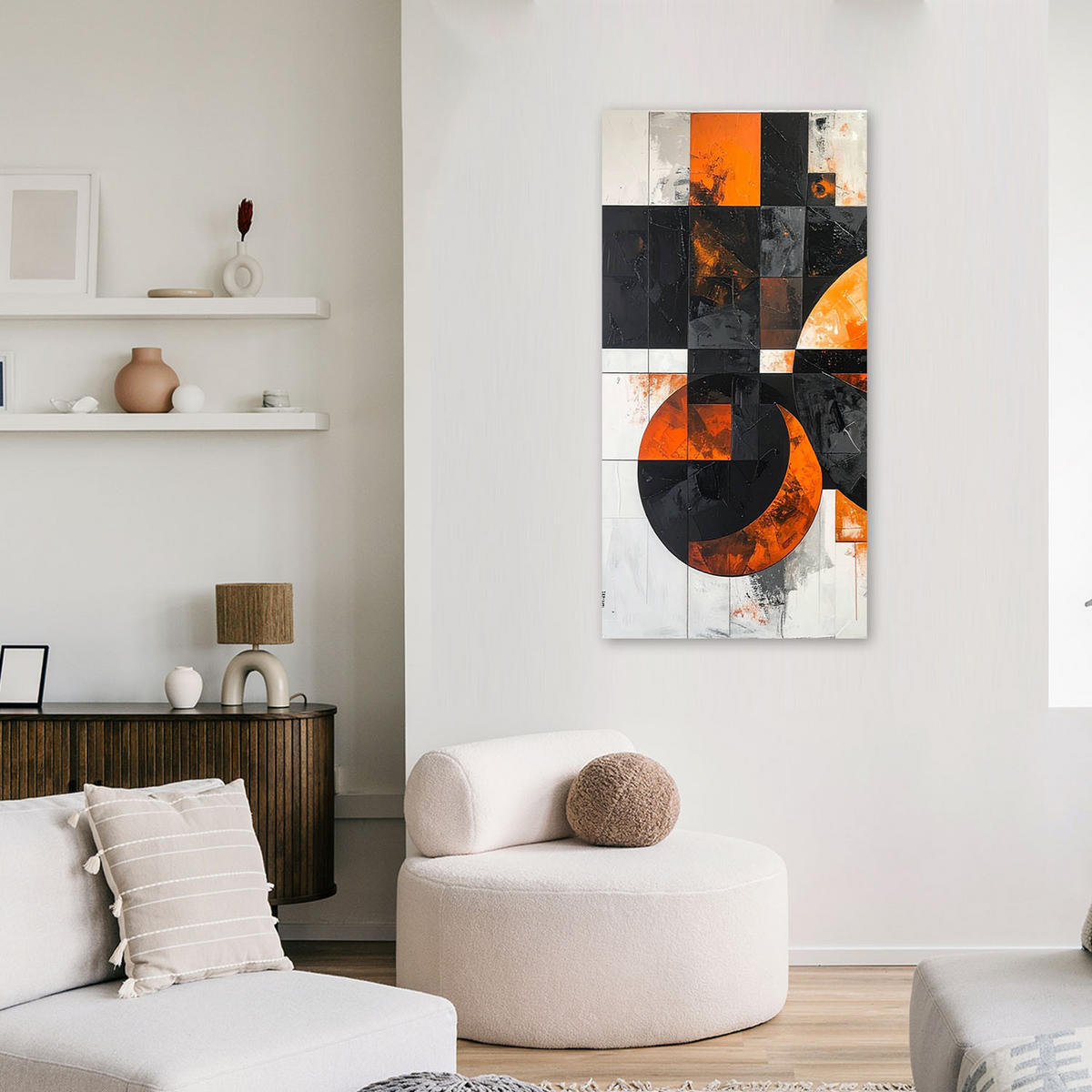 LEINWANDBILD 3D und geometrisch 50x100cm - Orange, Textil (50/100cm) - Feeby