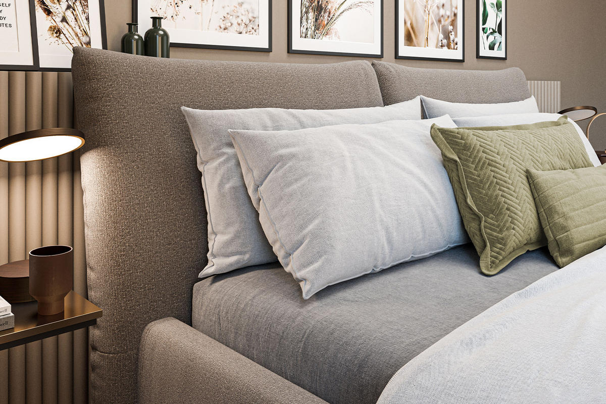 POLSTERBETT HENRY Taupe Cord - Taupe/Grau, Textil (140/200cm) - KAWOLA