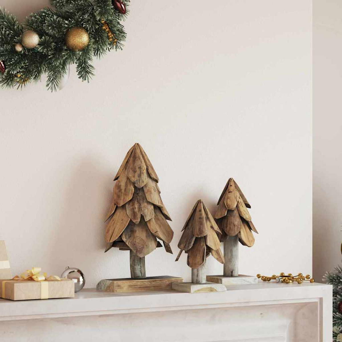 WEIHNACHTSBAUM Rustikaler 20/20/40 Cm Braun Massivholz Teak - Braun, Holz (40cm) - vidaXL