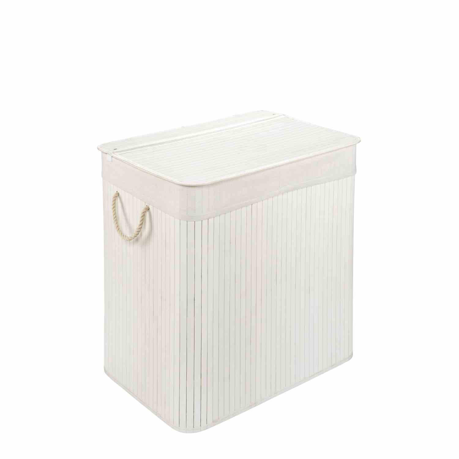 WÄSCHEKORB MIT DECKEL BAMBOO - Weiß, Naturmaterialien (52/60/32cm) - WohnDirect