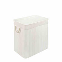 WÄSCHEKORB MIT DECKEL BAMBOO - Weiß, Naturmaterialien (52/60/32cm) - WohnDirect