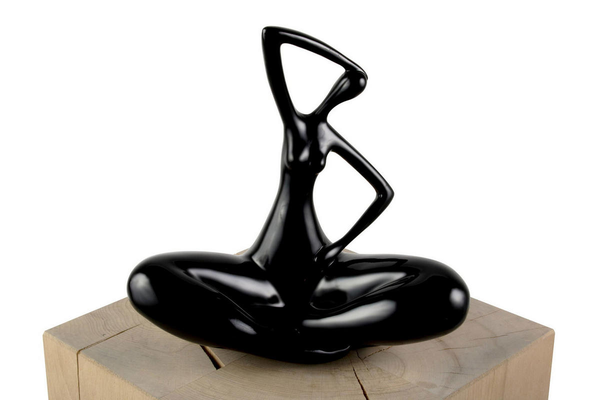 SKULPTUR Schwarz 25/28 cm - Schwarz, Stein (0.92/28/13cm) - KUNSTLOFT