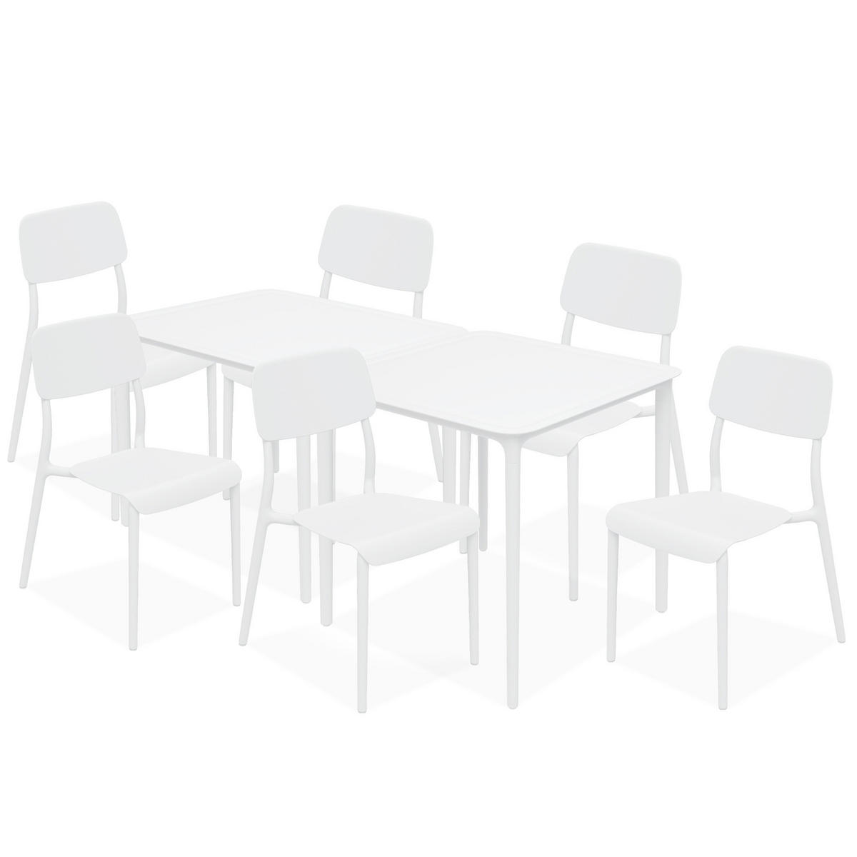 GARTENMÖBEL-SET GALIO, 8-tlg - Weiß, Kunststoff - KONSIMO®