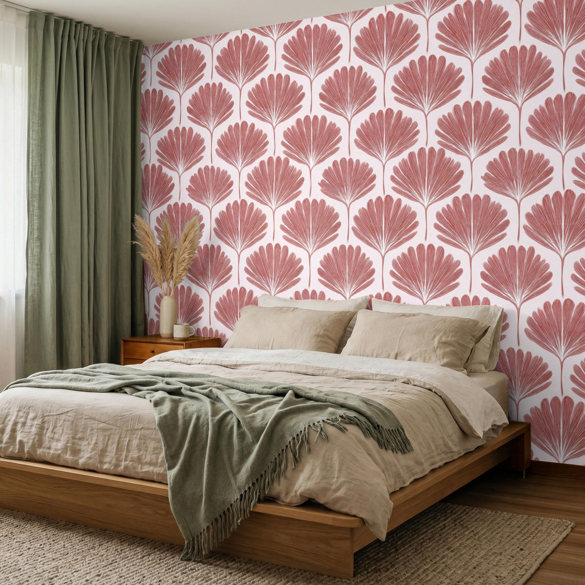 TAPETE - Fächer - Motiv - Terra - 260x220 cm - Rotbraun, Papier (260/220cm) - OnlyWow