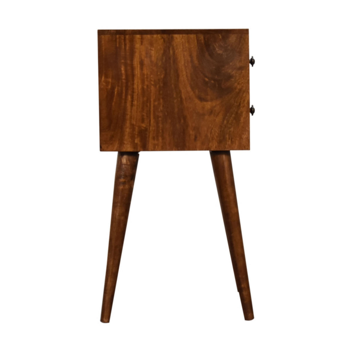 NACHTTISCH MINI KASTANIENHOLZ MIT 2 SCHUBLADEN - Beige/Messingfarben, Holz/Metall (30/57/30cm) - Artisan Furniture