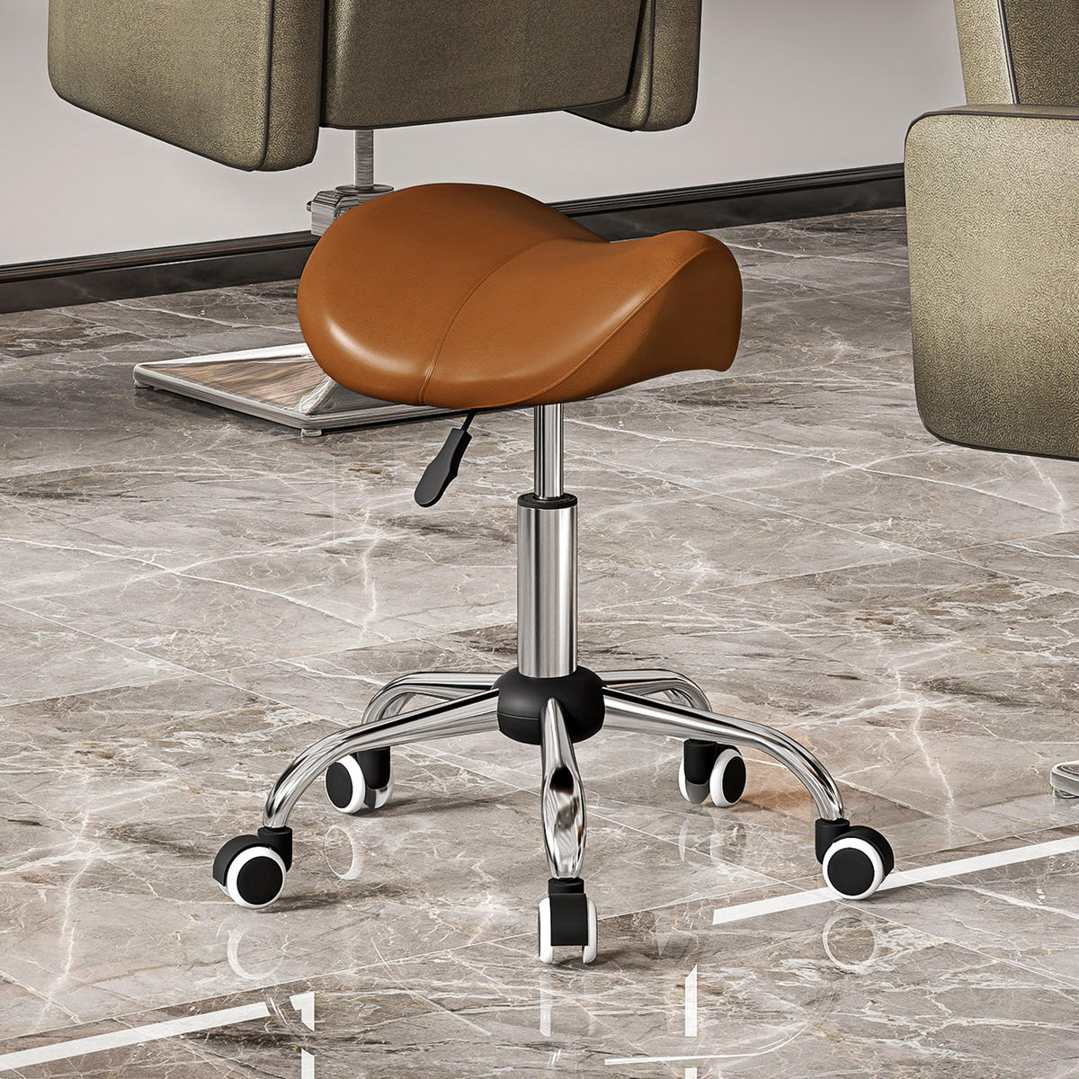 BÜROHOCKER DE-18037 höhenverstellbar 49-61 cm, ergonomisch Braun - Braun, Metall (53/61/52cm) - ComfortXL