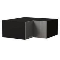 ECK-AUFSATZSCHRANK Essen W14/90/36 Grau Hochglanz / Schwarz Matt 90 / 90 / 36cm - Schwarz/Grau, Holz/Holzwerkstoff (90/36/90cm) - Feldmann-Wohnen