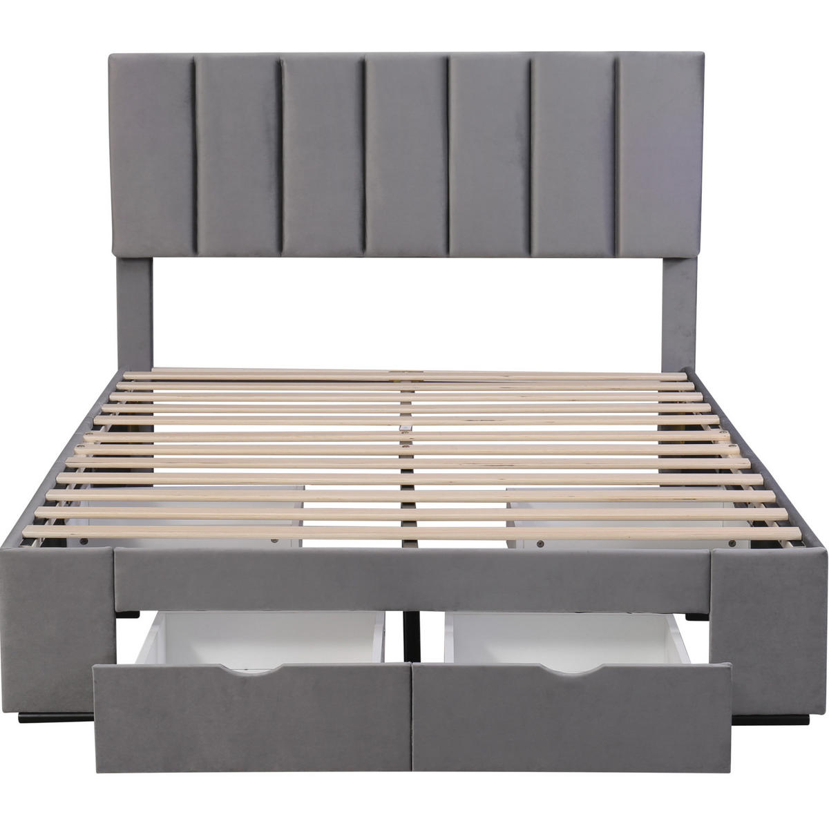 POLSTERBETT mit 4 Schubladen 140x200 cm Samt Grau - Grau, Holz (140/200cm) - Meubliv