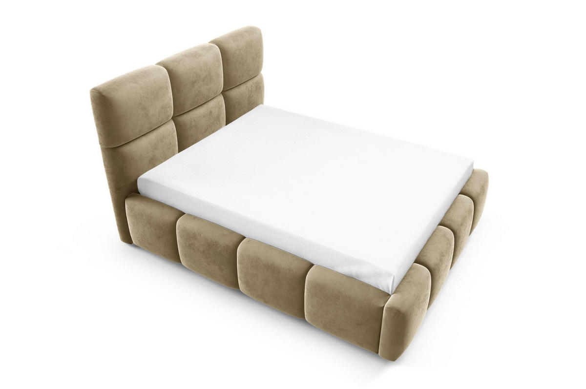 POLSTERBETT TRIO, 180x200 cm, Doppelbett mit Bettkasten, Velourstoff, Frabe: Braun - Braun, Holz/Kunststoff (180/200cm)