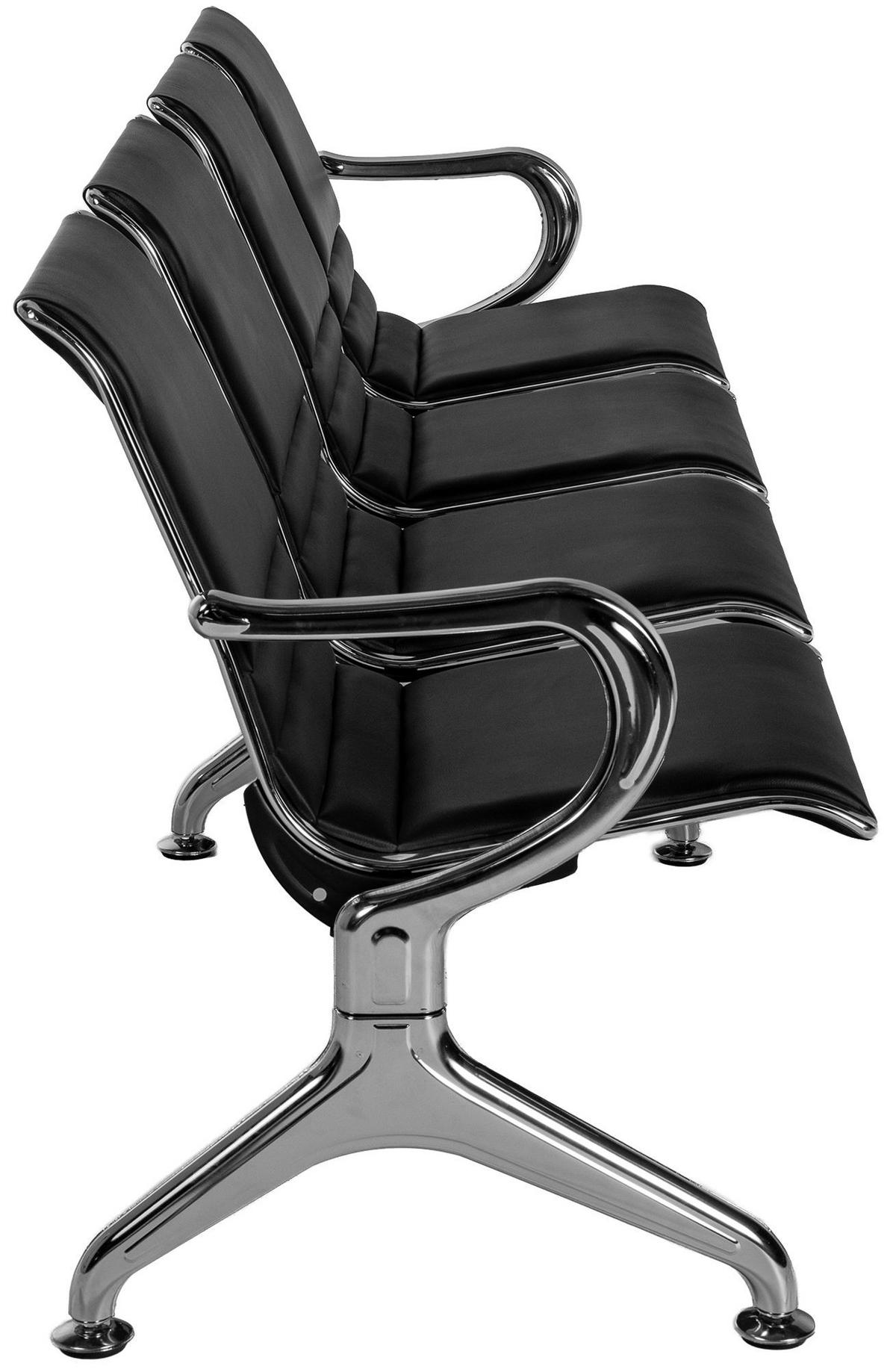 WARTEBANK Lederlook Schwarz - Chromfarben/Schwarz, Textil/Metall (241/76/56cm) - CLP
