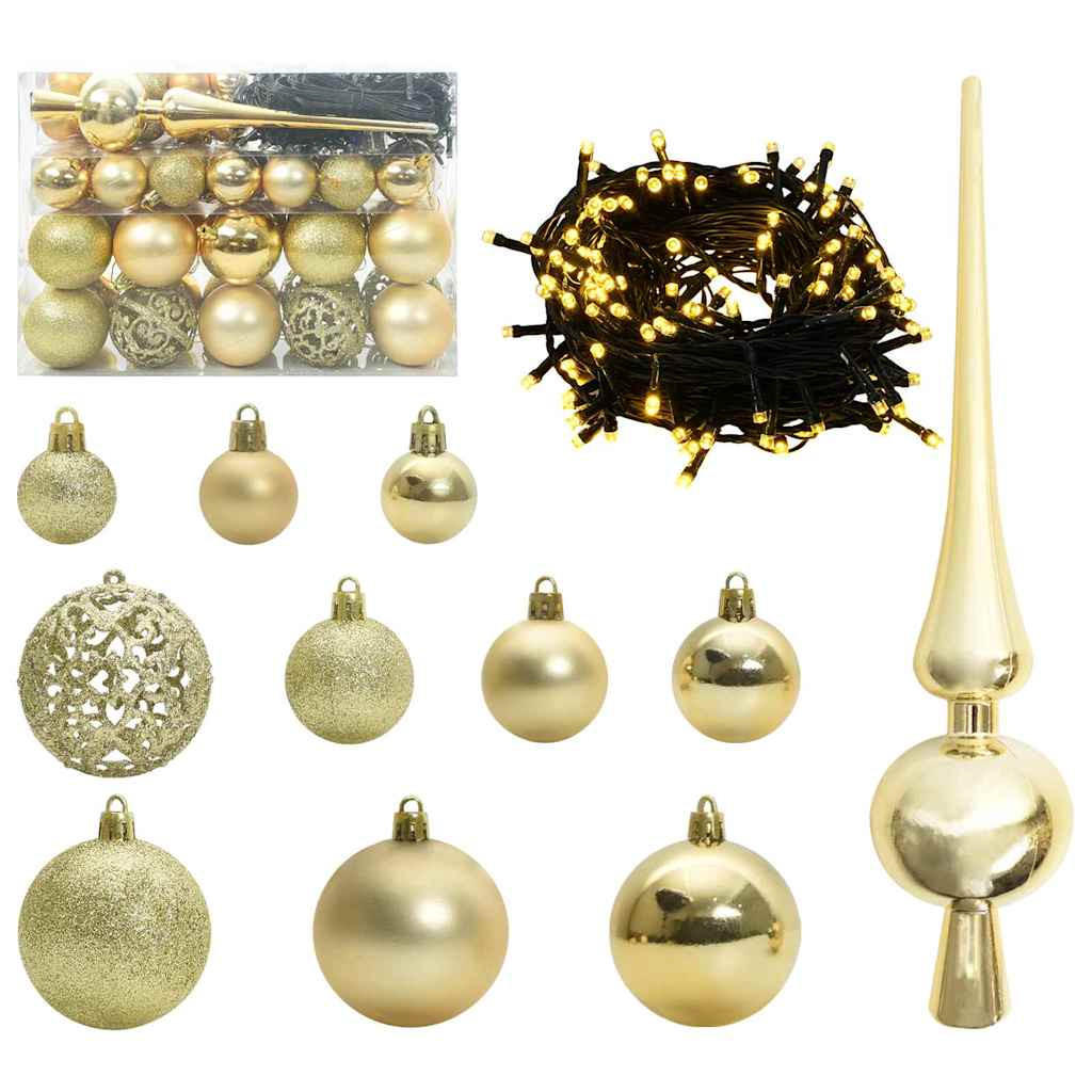 WEIHNACHTSKUGELSET 61 -teilig Gold Kunststoff - Goldfarben, Kunststoff (6/27/6cm) - vidaXL