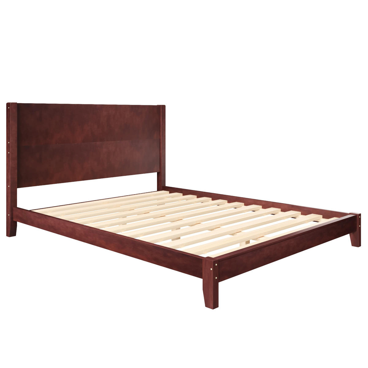 PLATTFORMBETT 160/200 cm mit Kopfteil und Lattenrost aus MDF und Kiefer, Braun - Braun, Holzwerkstoff (160/200cm) - Redom