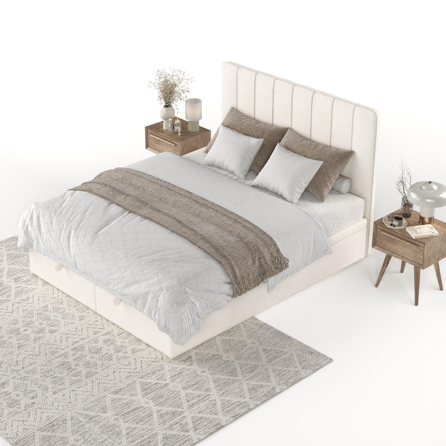 POLSTERBETT Vienna mit Stauraum 120/200 cm Creme im Alta Stoff - Creme/Schwarz, Holz/Holzwerkstoff (120/200cm) - AltaBeds