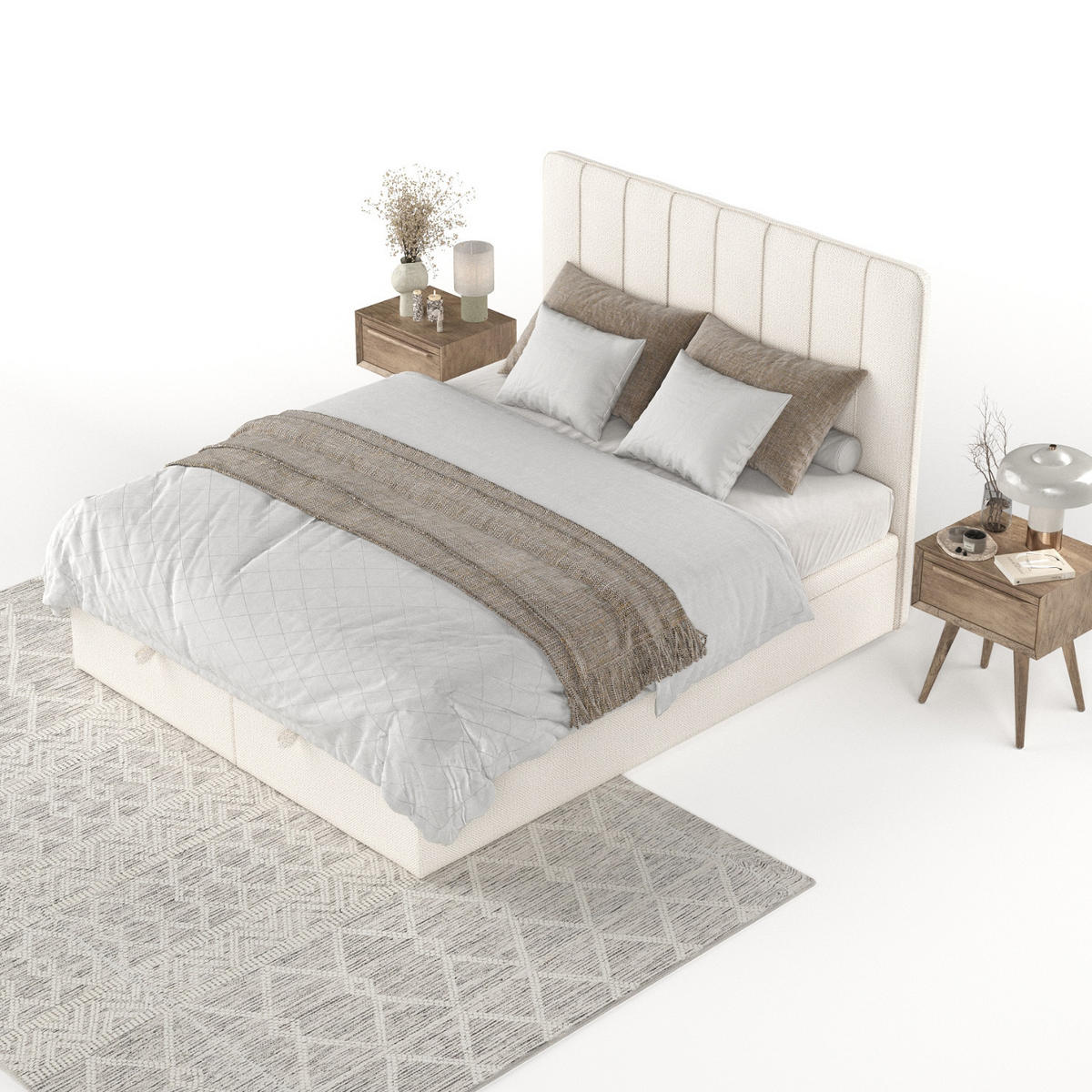 POLSTERBETT Vienna mit Stauraum 140/200 cm Creme im Alta Stoff - Creme/Schwarz, Holz/Holzwerkstoff (140/200cm) - AltaBeds