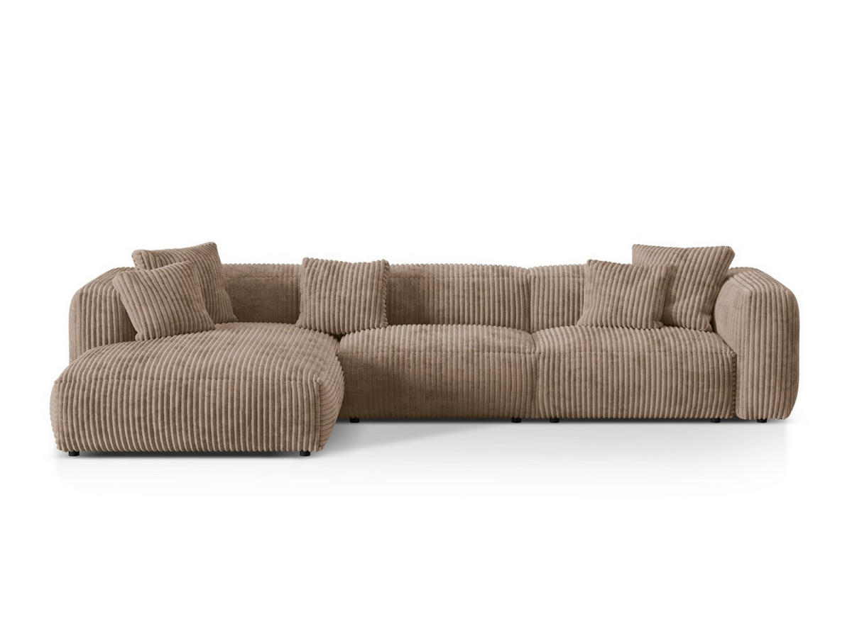 ECKSOFA modular links Martina aus Cord eichel 3 Sitzplätze - Rotbraun, Textil (176/332cm) - Micadoni