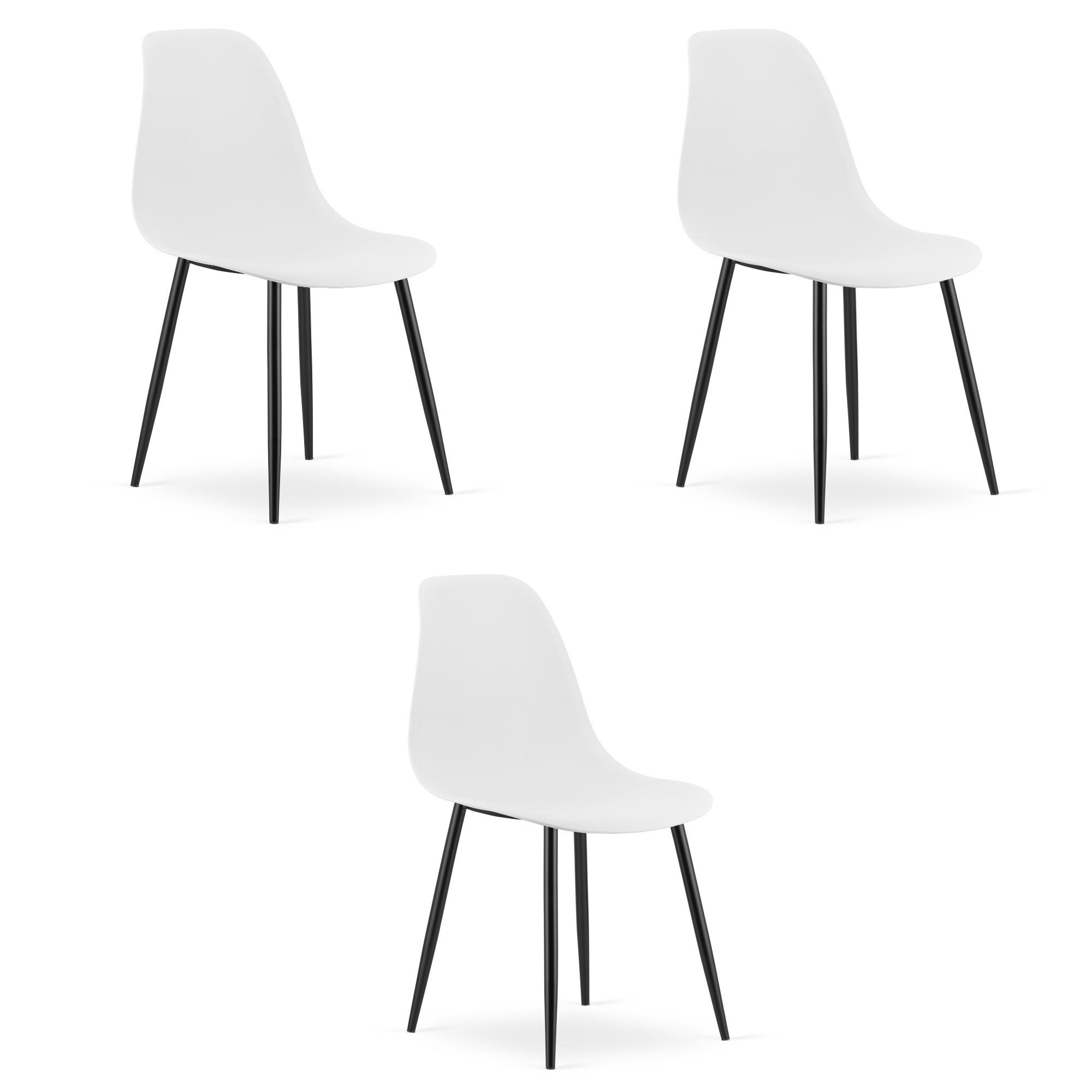 ESSZIMMERSTUHL 3-er Set KALEO weißer Sitz, schwarze Beine - Schwarz/Weiß, Kunststoff (46/84/51cm) - Valora