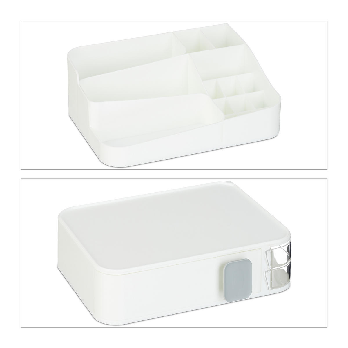MAKE-UP-ORGANIZER - Weiß, Kunststoff (26/15/21cm) - Relaxdays